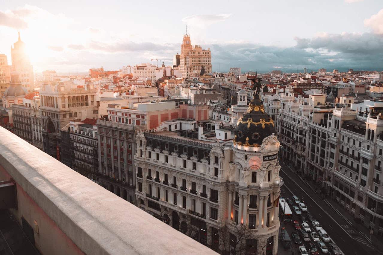 Skyline van Madrid in Spanje