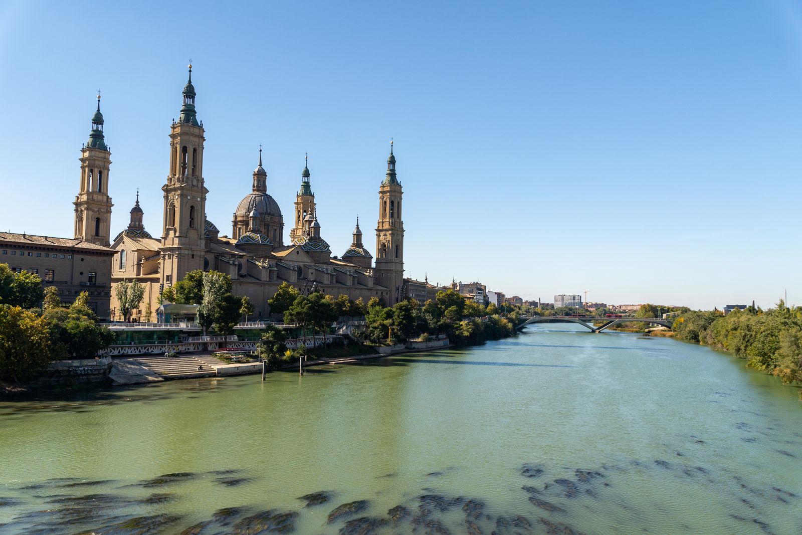Basilica del Pilar beside the Ebro River in Zaragoza.