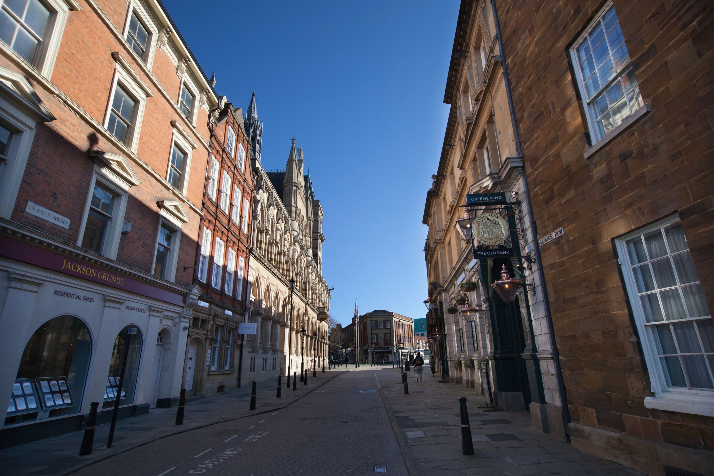 St Giles' Square in Northampton with the Guildhall on the left